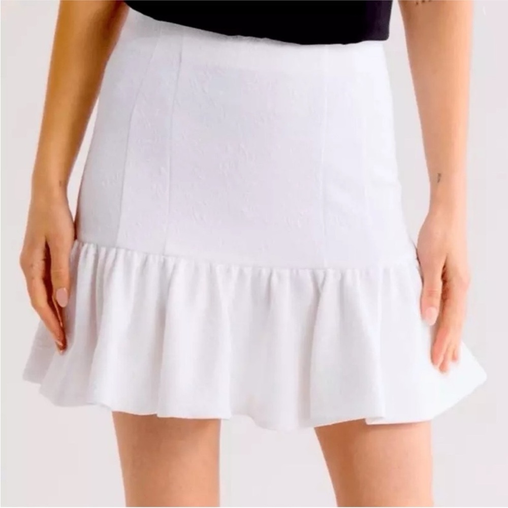 Veronica Beard‎ Kemble White Ruffle Hem Skirt
